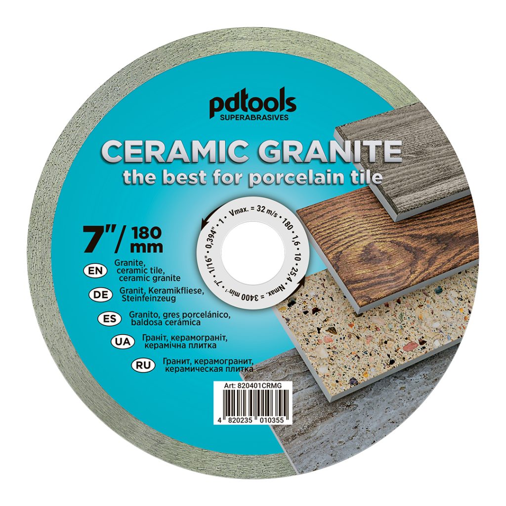 Алмазный диск PDTools 180 1,6 10 25,4 Ceramic Granite | Артикул 820401CRMG | Товар Изображе...