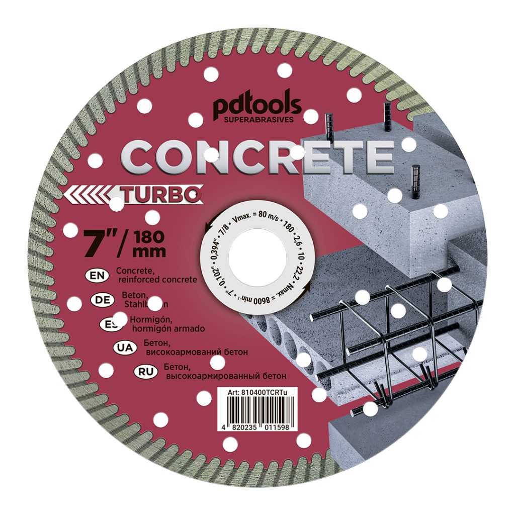 דיסק יהלום PDTools 180 2,6 10 22,2 Turbo Concrete | SKU 810400TCRTu | מוצר תמונה