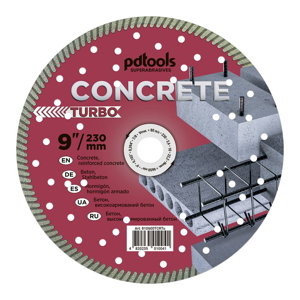 דיסק יהלום PDTools 230 2,6 10 22,2 Turbo Concrete | SKU 810600TCRTu | מוצר תמונה