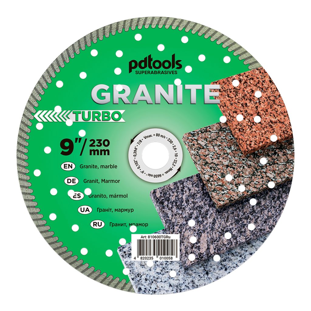 Алмазный диск PDTools 230 2,6 10 22,2 Turbo Granite | Артикул 810600TGRu | Товар Изображен...
